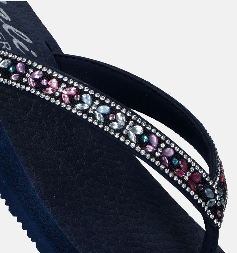 Skechers Meditation Butterfly Garden Blauwe Teenslippers voor dames (338928)
