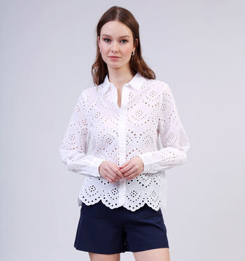 Pieces Blouses Wit/Blauw