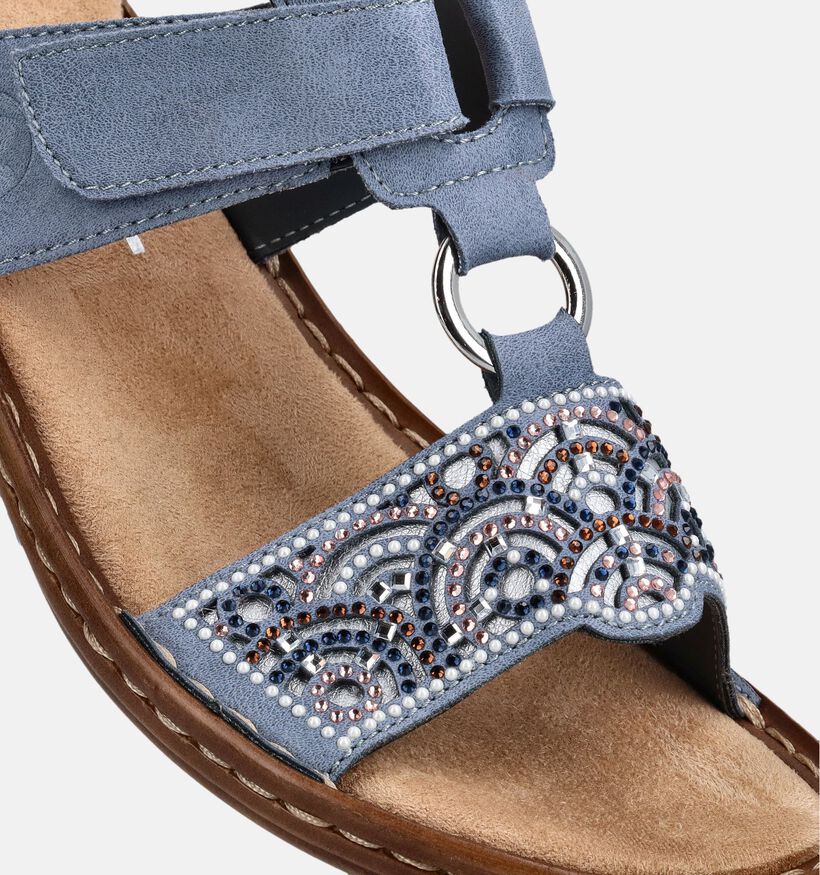 Rieker Nu-pieds plates en Bleu pour femmes (370446)