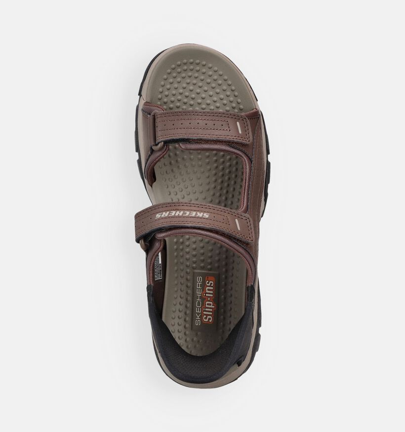 Skechers Tresmen Reece Sandales en Brun fonc&eacute; pour hommes (371036)