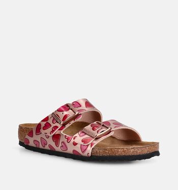 Birkenstock Arizona Nu-pieds Patent White/Electric Metallic Gold/Rose/COPPER HEARTS/Electric Metallic Copper Birko-Flor/Sparkling Light Silver