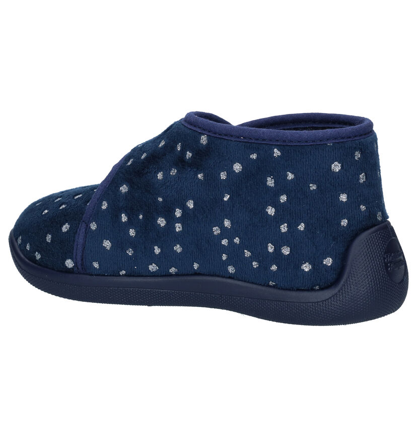 Milo & Mila Blauwe Pantoffels in stof (283934)
