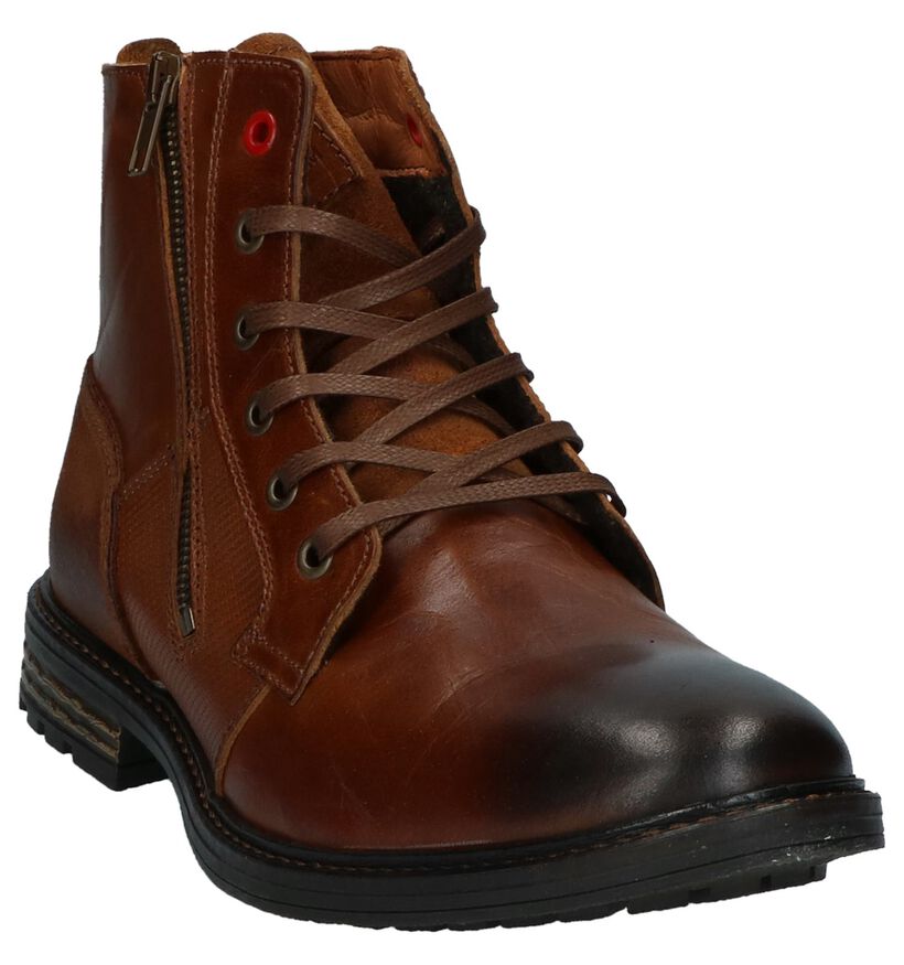 Cognac Boots met Rits/Veter River Woods Kola in leer (231707)