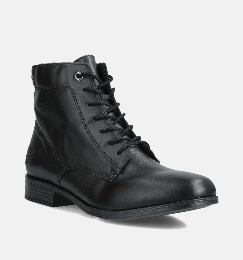 Rieker Zwarte Veterboots voor dames (360465) - geschikt voor steunzolen