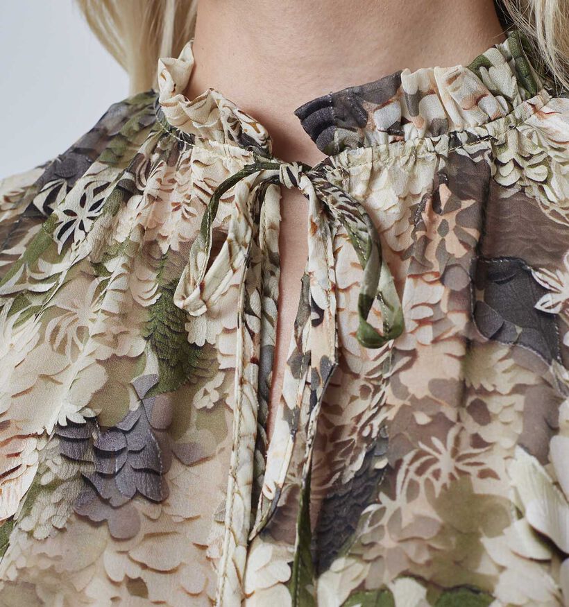 Sisters Point Elza Blouse en Beige/Vert pour femmes (371959)
