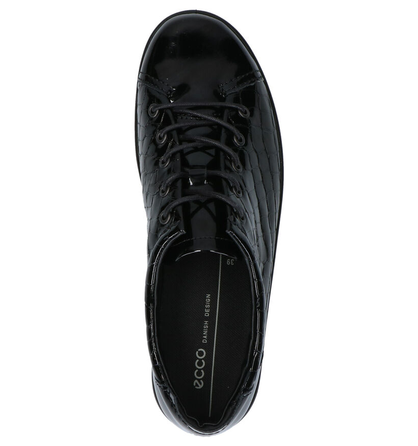 ECCO Soft 2.0 Zwarte Veterschoenen in lak (254217)