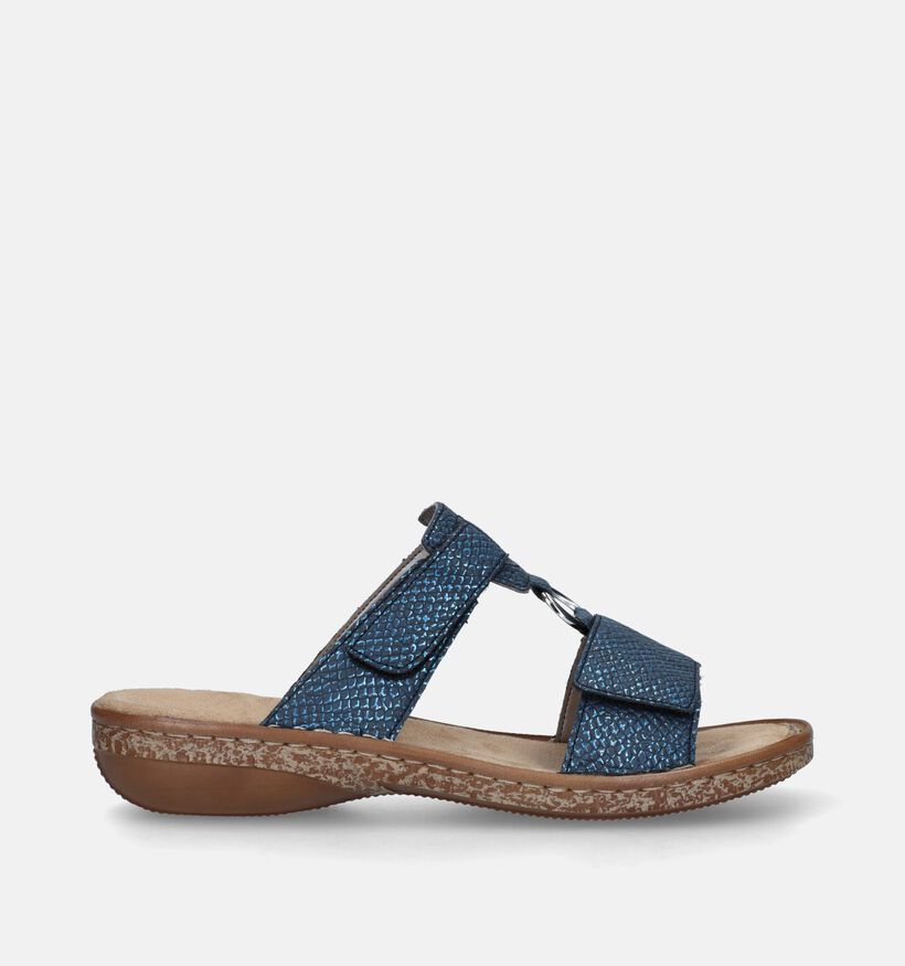 Rieker Nu-pieds plates en Bleu foncé pour femmes (339077)