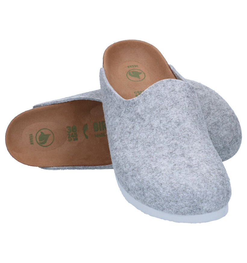 Birkenstock Amsterdam Vegan Pantoufles en Gris en textile (294812)