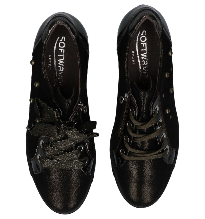 Softwaves Chaussures à lacets en Vert kaki en cuir (232672)