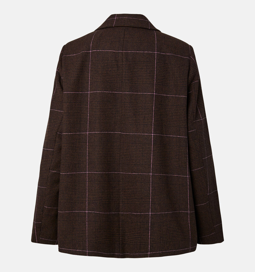 Pieces Amina Geruite Donkerbruine Blazer voor dames (379330)