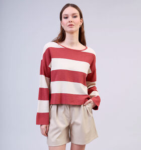 Vero Moda Wanda Pull rayé en Bordeaux pour femmes (352155)