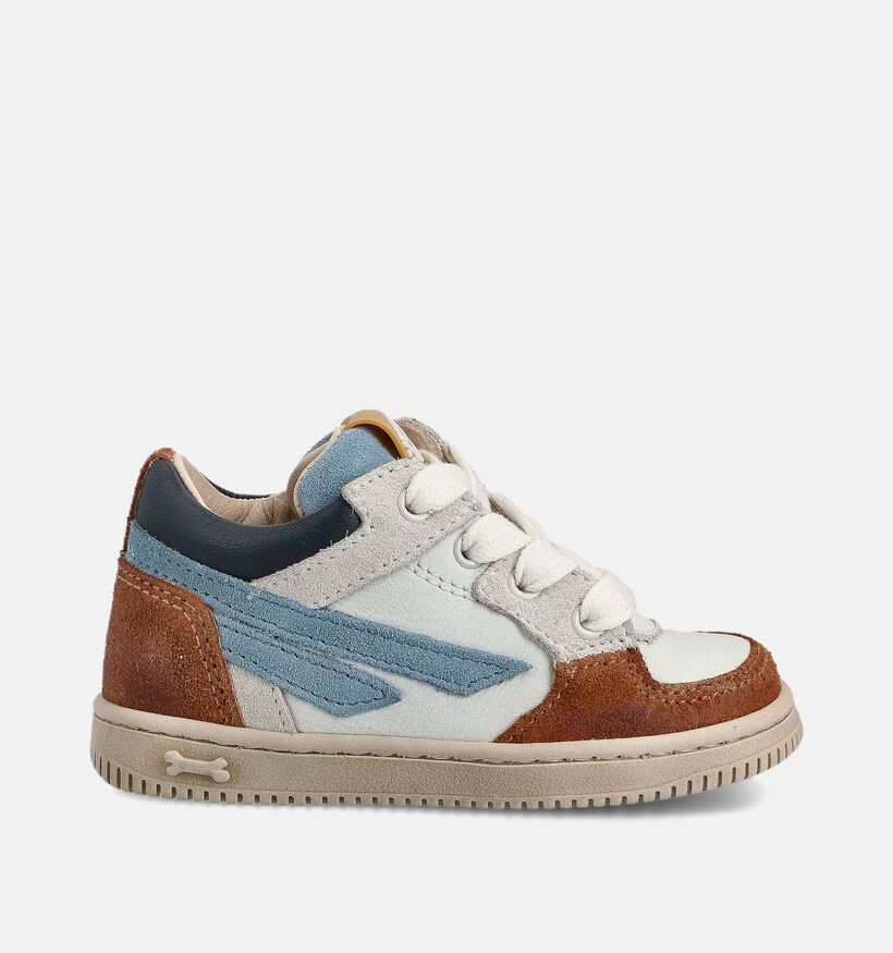 STONES and BONES Nomi Witte/Cognac Sneakers voor jongens (369610) - geschikt voor steunzolen