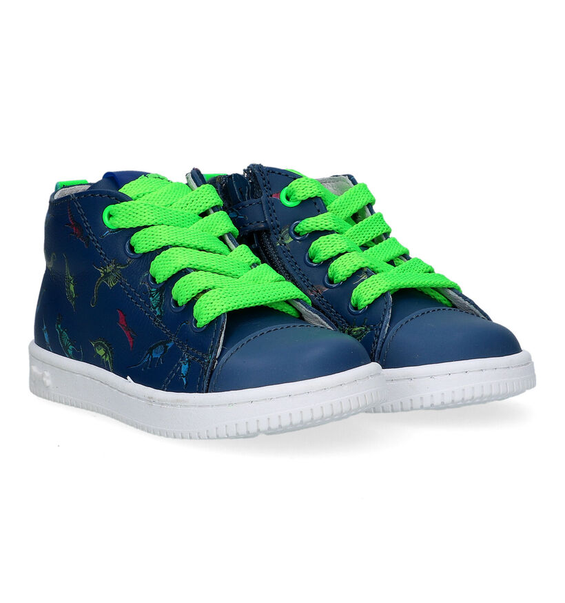 STONES and BONES Dint Blauwe Babyschoenen met dino's voor jongens (322097) - geschikt voor steunzolen