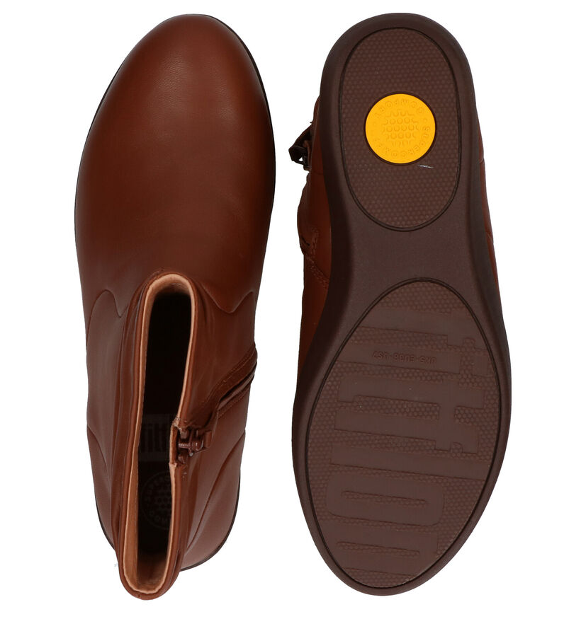 FitFlop SkateBootie Leather Bottillons en Cognac en cuir (279825)