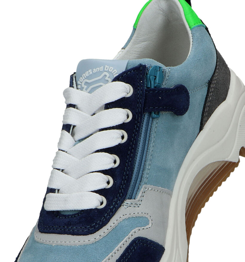 STONES and BONES Falcan Blauwe Veterschoenen in nubuck (325938)