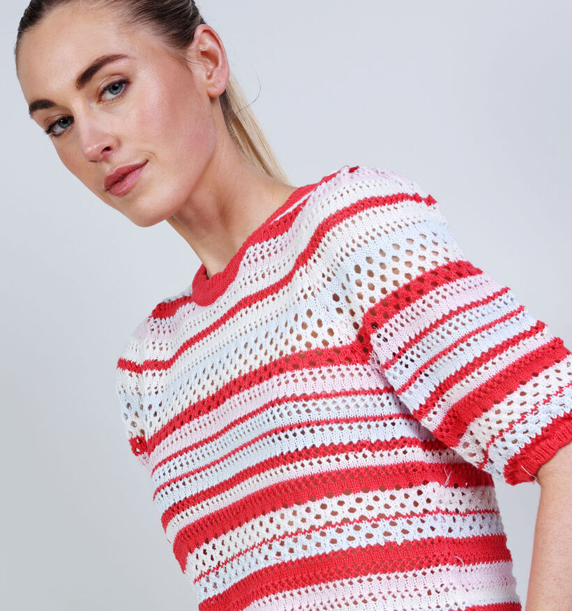 Vila Mina Stripe Knit Roze/Lichtblauwe Trui voor dames (374838)