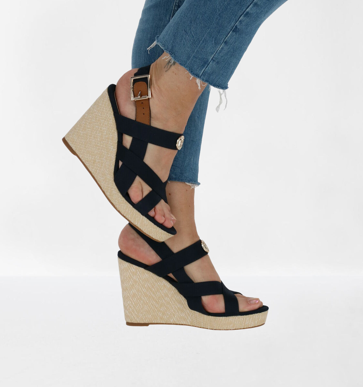 Tommy Hilfiger Sandales compensees en Bleu fonce Femmes Sandales en ligne sur TORFS.BE