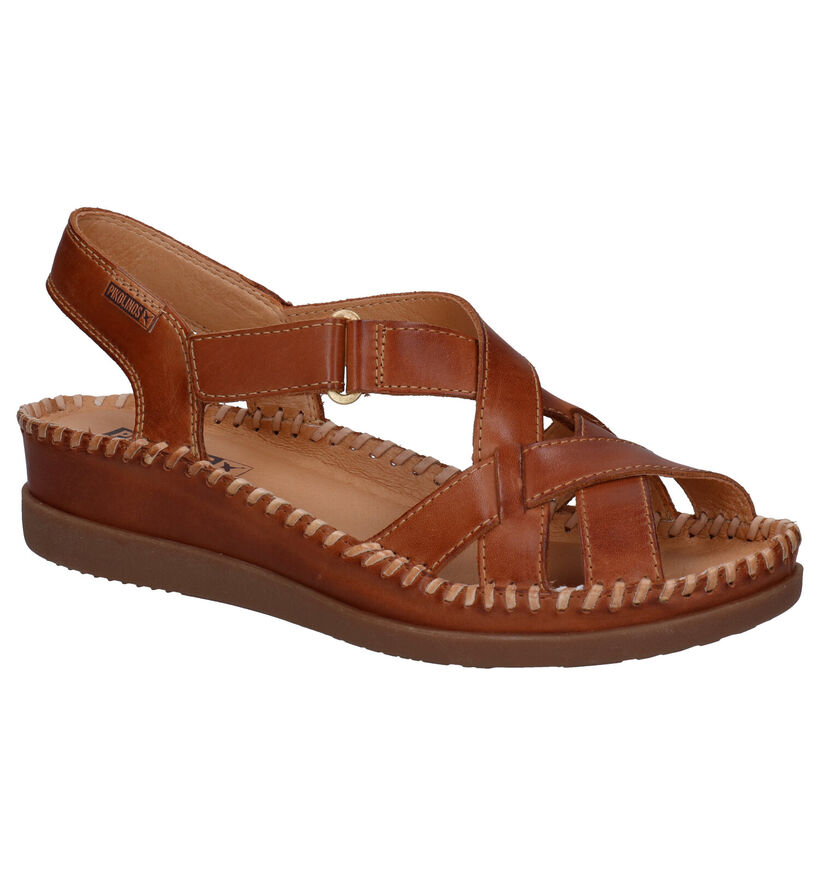 Pikolinos Cadaques Ecru/Cognac Sandalen in leer (289114)