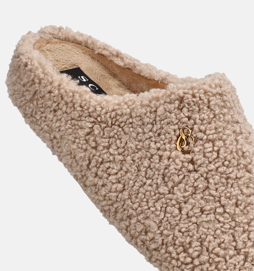 Scapa Beige Teddy Open Pantoffels voor dames (380851) - geschikt voor steunzolen