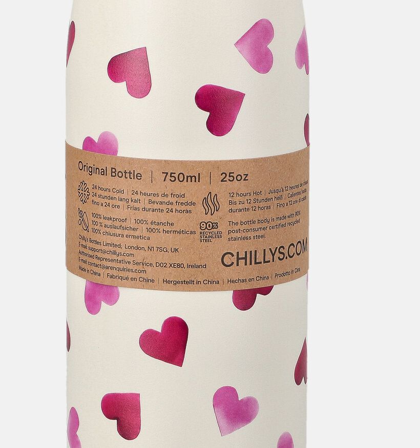 Chilly's x Emma Bridgewater Witte Drinkfles met Hartjes voor dames (383670)
