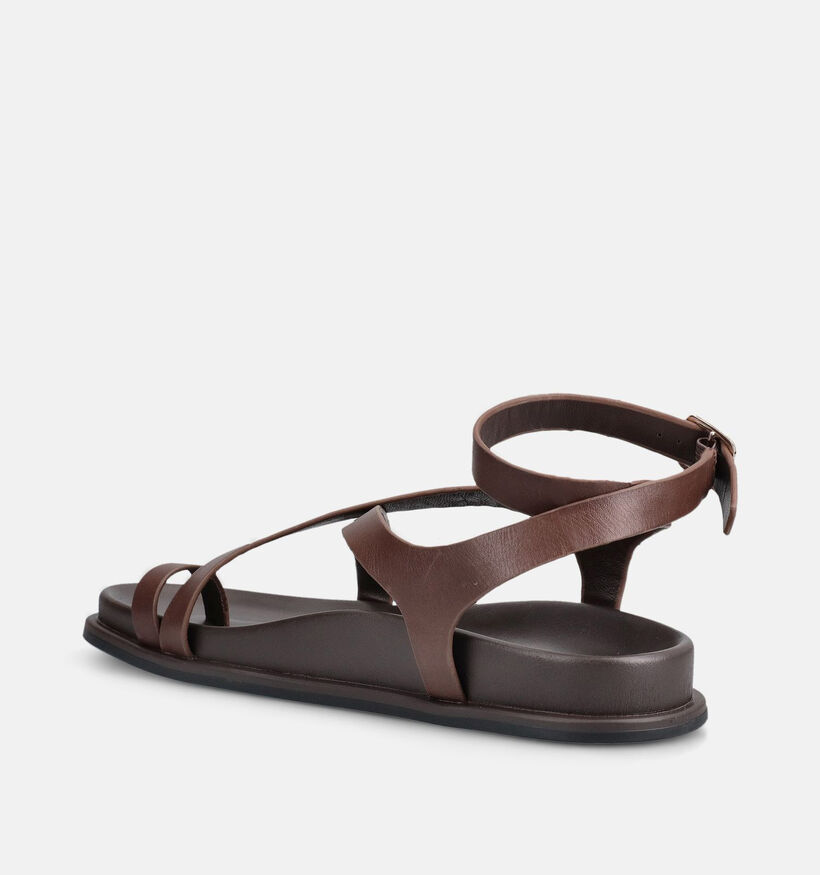 Laurent David Sandales plates en Marron pour femmes (373778)