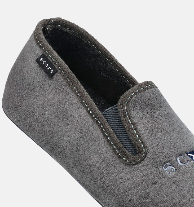 Scapa Pantoufles ferm&eacute;es en Gris fonc&eacute; pour hommes (381021) - pour semelles orthop&eacute;diques