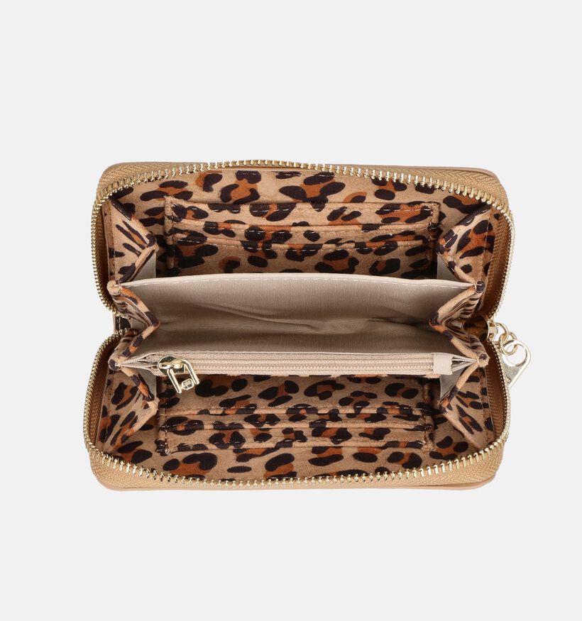 Laurent David Leopard Porte-monnaie zippé en Brun pour femmes (358044)