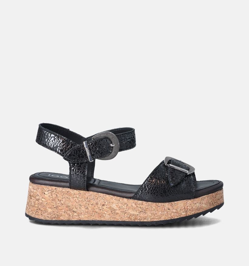 IQÔNIC Zwarte Sandalen Met Sleehak voor dames (357701)