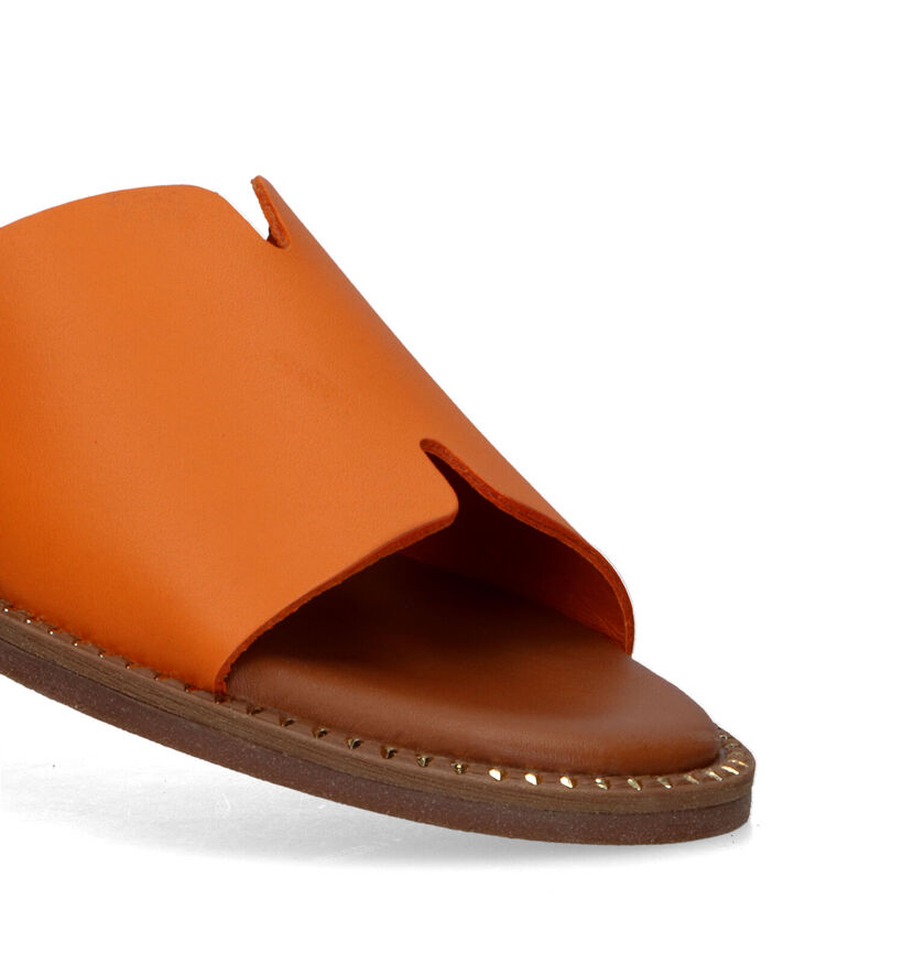 Tamaris Groene Platte slippers in leer (335495)