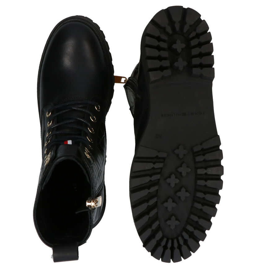 Tommy Hilfiger Croco Look Bottines en Noir en cuir (279988)