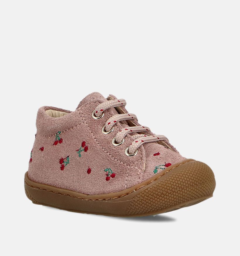 Naturino Cocoon Embroidery Roze Kersen Babyschoenen voor meisjes (364273) - geschikt voor steunzolen
