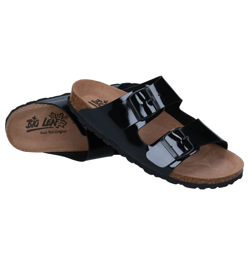 Big Leaf Zwarte Slippers in kunstleer (292367)