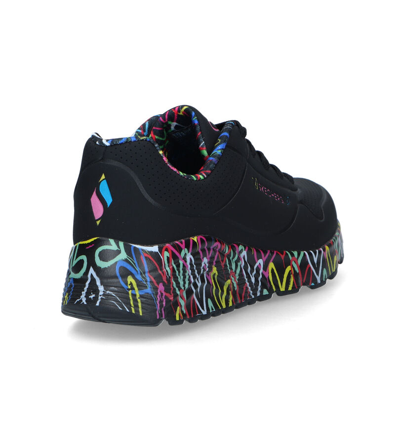 Skechers Uno Lite Lovely Luv Baskets en Noir pour filles (326444)