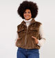 Dolce C. Veste duveteuse courte sans manches en Taupe pour femmes (350611)