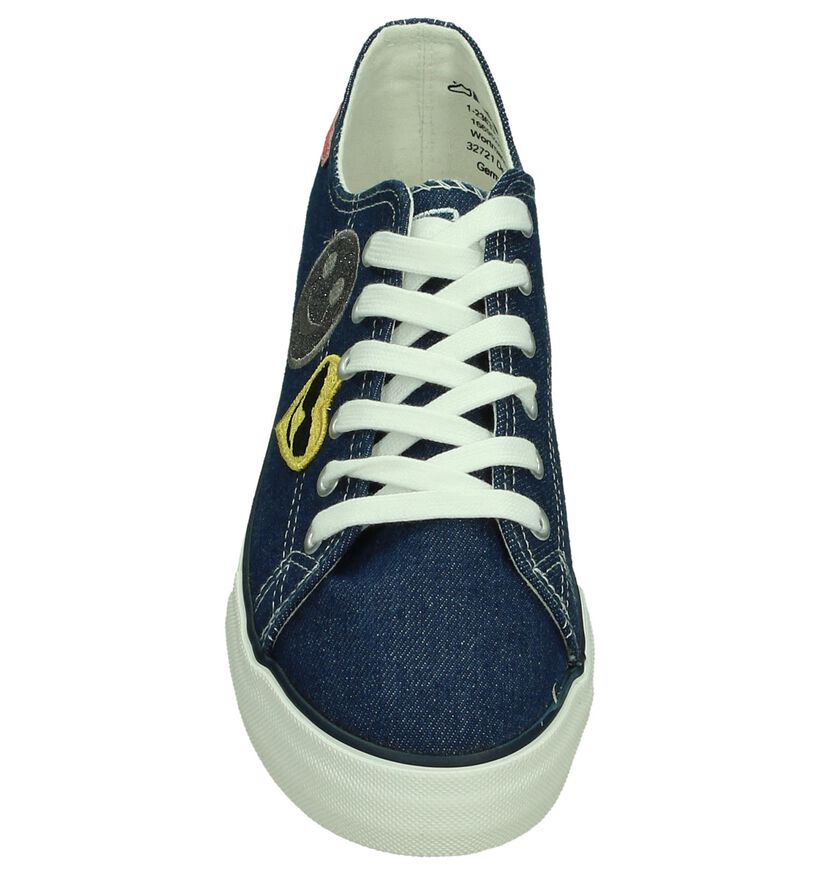 Tamaris Donker Blauwe Sneakers met Patches in stof (192448)