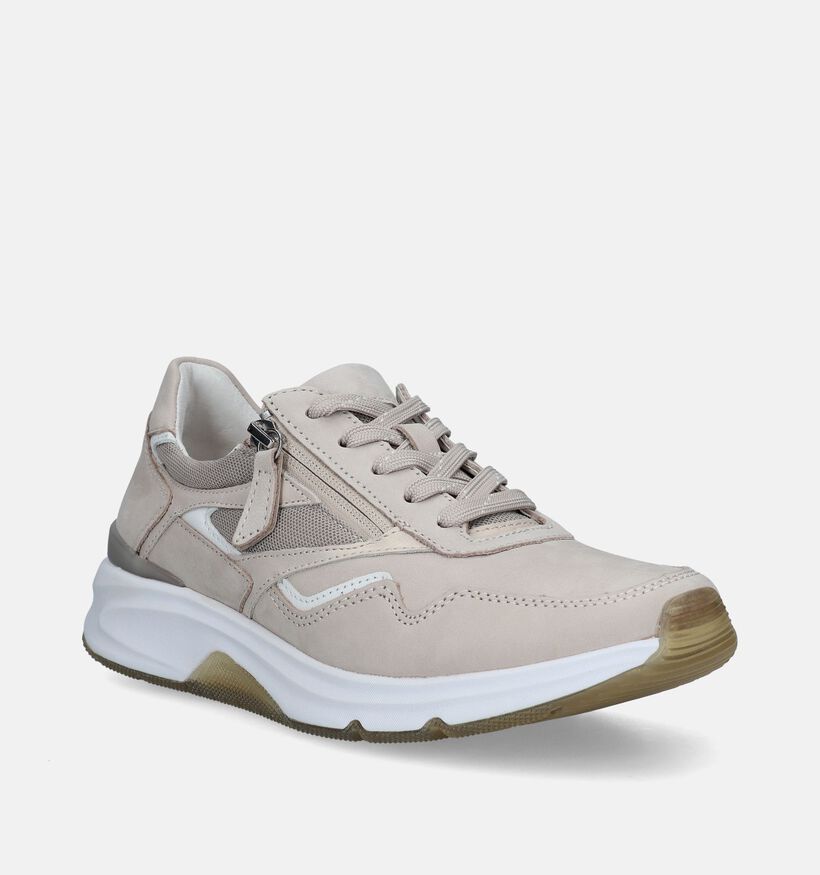 Gabor Rollingsoft Beige Sneakers voor dames (336170) - geschikt voor steunzolen