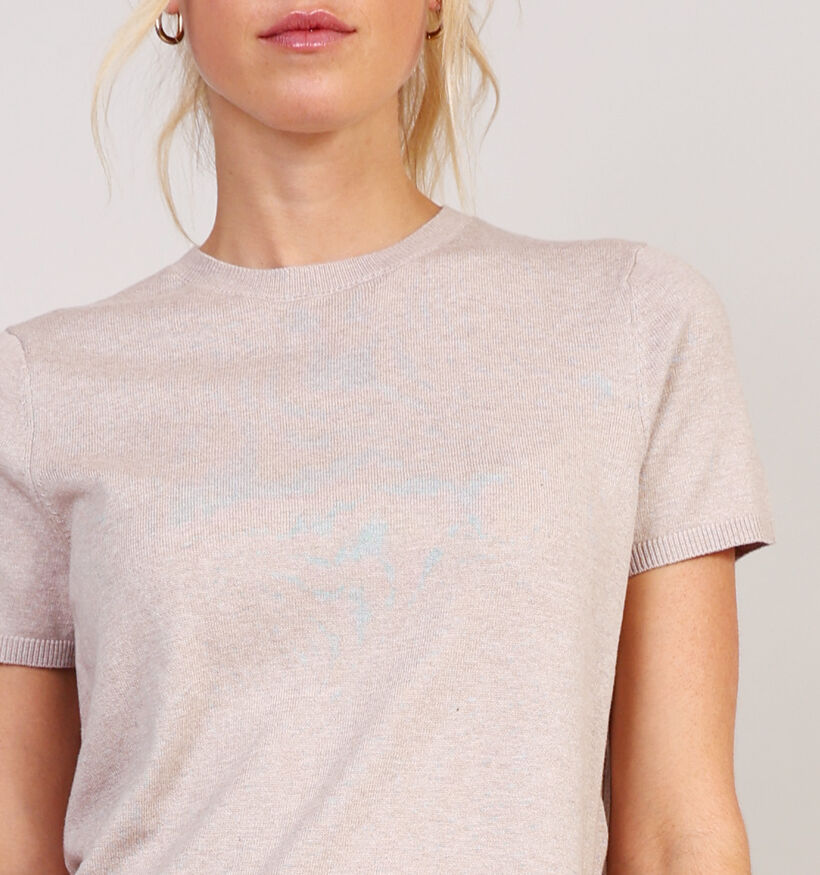 JDY Bodil Knit Beige T-shirt Korte Mouwen voor dames (359941)