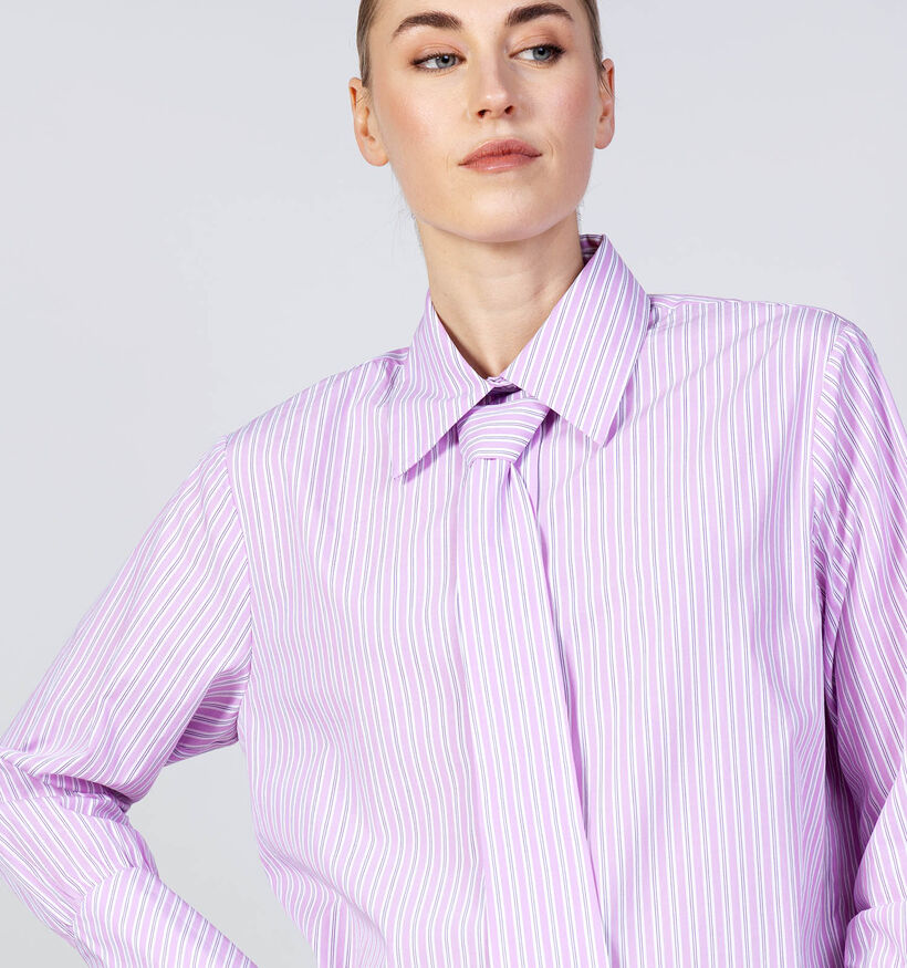 Minus Hellea Lila Gestreept Hemd met Das voor dames (366695)