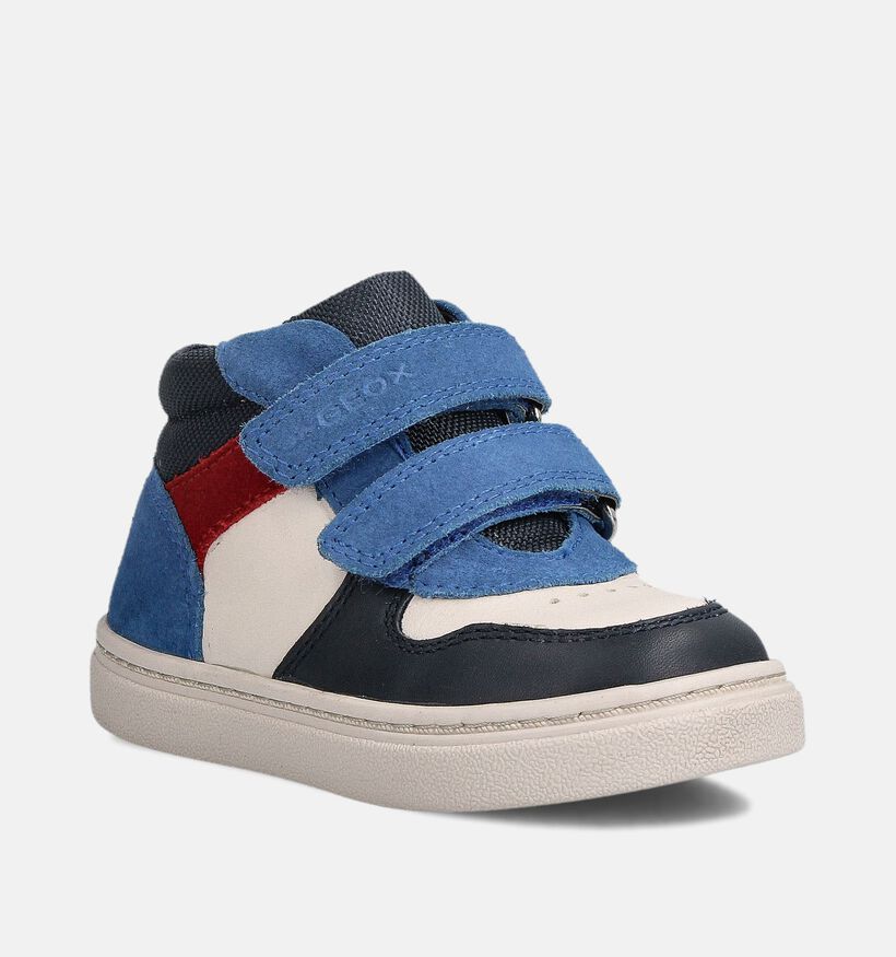 Geox Hoge Beige Sneakers met Accenten in Blauw en Rood voor jongens (360380)