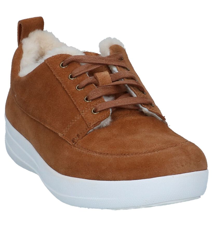 FitFlop Glenda Shearling Zwarte Veterschoenen in daim (225603)