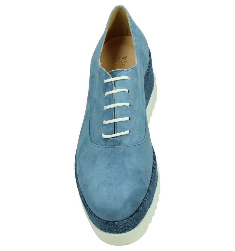 Via Roma Chaussures à lacets en Bleu en daim (207359)