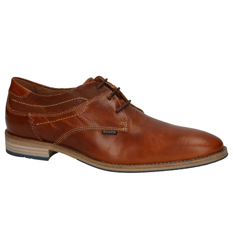 Cognac Geklede Veterschoenen Scapa in leer (245865)