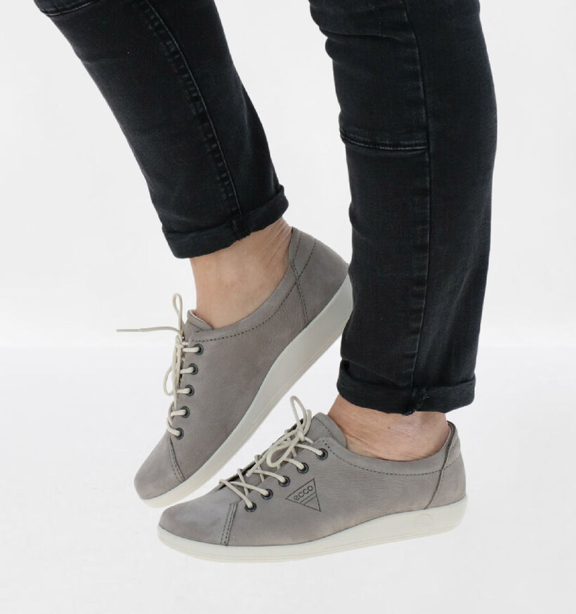 ECCO Soft 2.0 Blauwe Veterschoenen voor dames (336855) - geschikt voor steunzolen