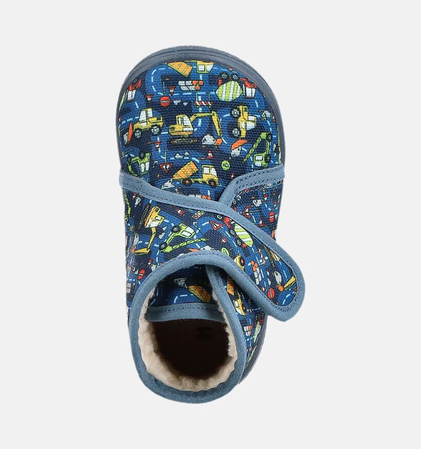 Milo & Mila Cars Pantoufles en Bleu fonc&eacute; pour gar&ccedil;ons (381142) - pour semelles orthop&eacute;diques