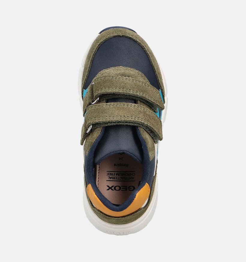 Geox Flexyper Mini Boy Donkergroene Sneakers met Blauw Accent voor meisjes, jongens (360356) - geschikt voor steunzolen