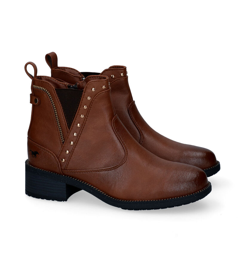 Mustang Bottines plates en Cognac en simili cuir (298101)