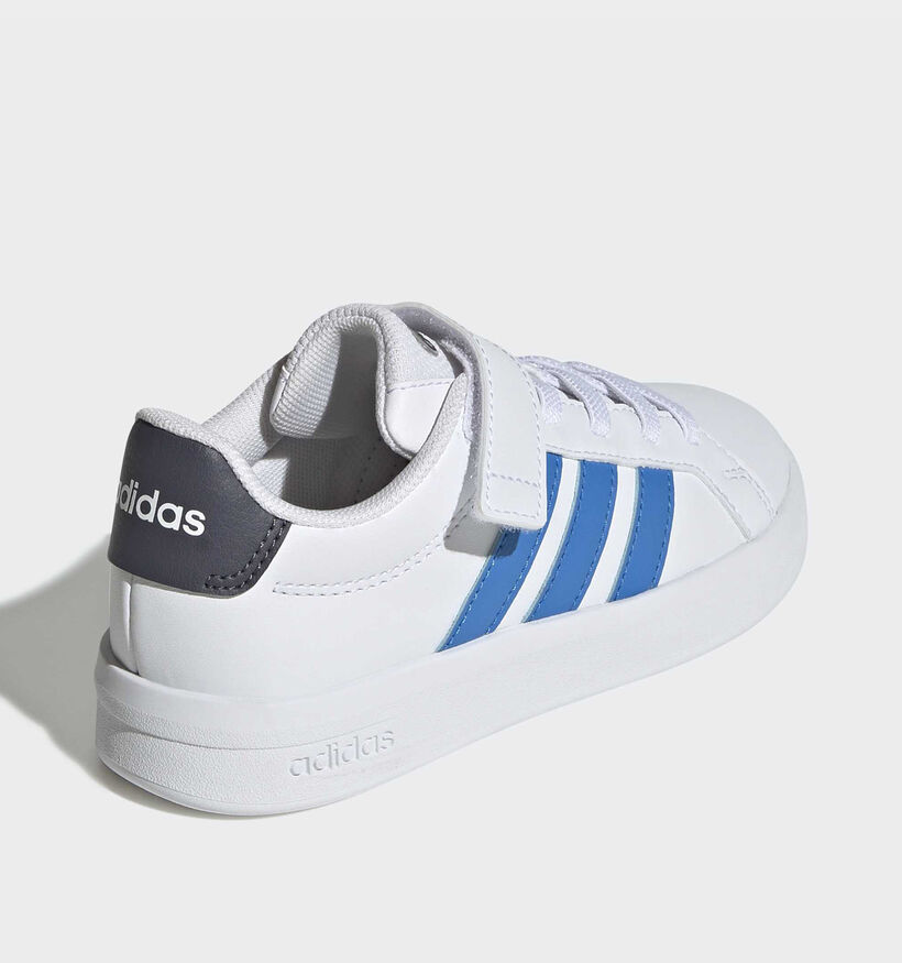 adidas Grand Court 3.0 Baskets en Blanc/Bleu pour gar&ccedil;ons (372774) - pour semelles orthop&eacute;diques