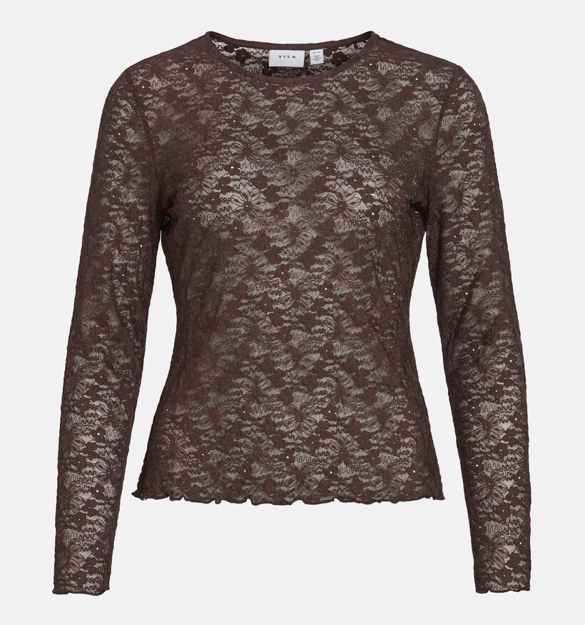 Vila Fay Donkerbruine T-shirt met Lange Mouwen voor dames (378472)