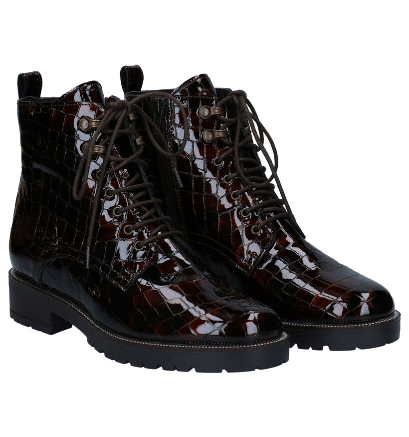 Gosh Bottines à lacets en Brun foncé en verni (278723)