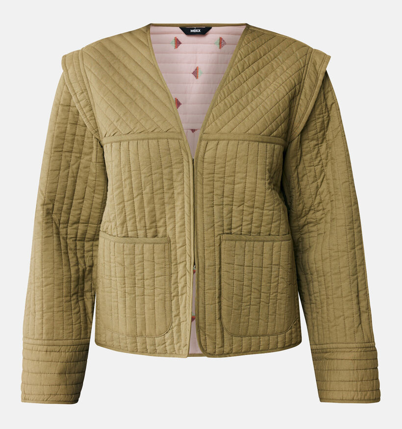 Mexx Veste courte matelassée réversible en Vert khaki pour femmes (352771)